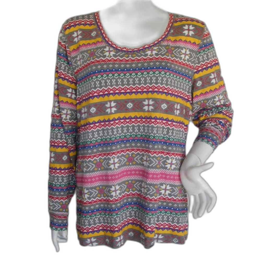 TORRID Sleep Shirt, 2/2X, Multicolor Fair Isle print, Long sleeve, Rayon/Spandex